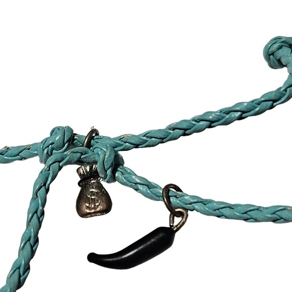 Handmade Turquoise Braided Cord Charm Necklace Assorted Beads Pendants Jewelry - Picture 5 of 12